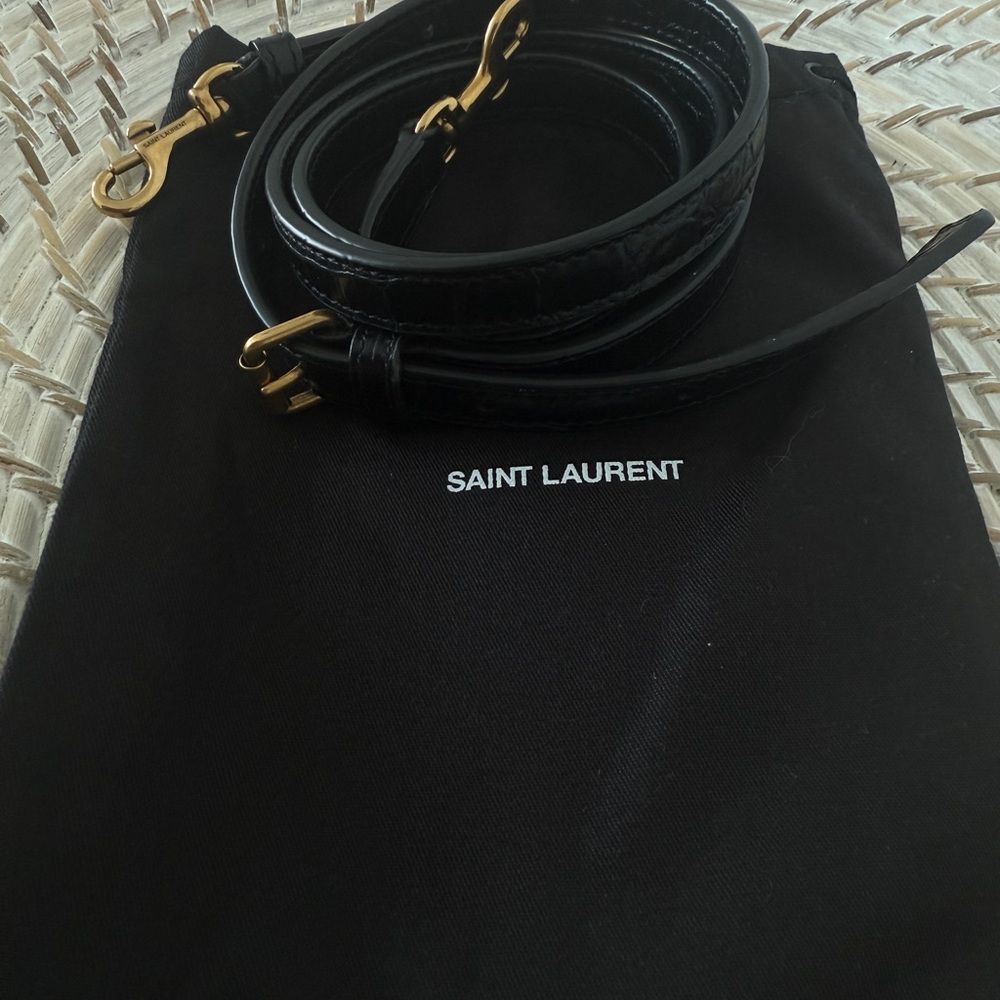 Saint Laurent Black and Gold Leather Strap